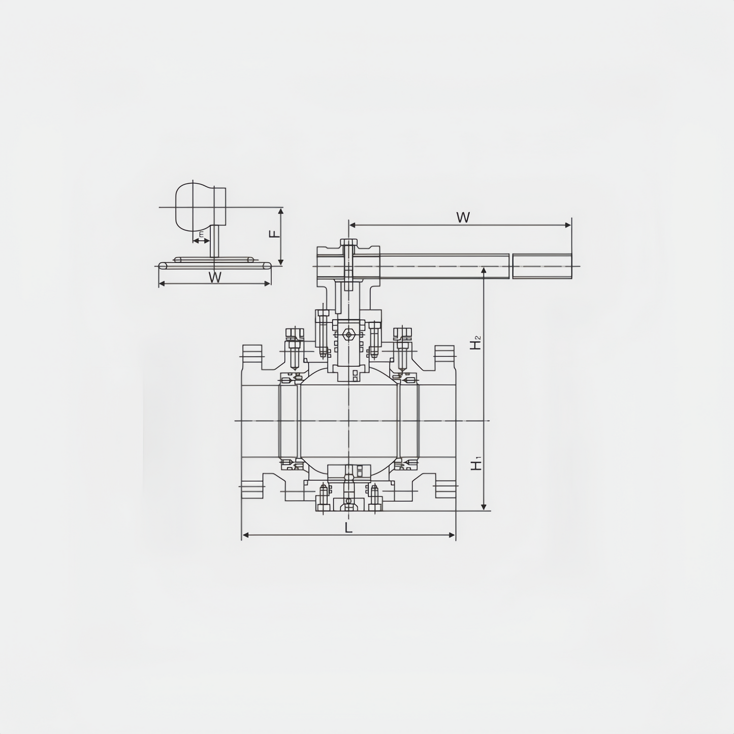 OUWEI API THREE CHIP CAST STEEL FIXED BALL VALVE class 150-900